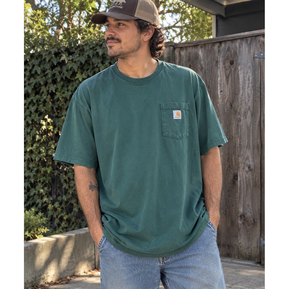 Carhartt K87 Loose Fit Pocket T-Shirt Heavyweight Cotton Green Men 2XL Tall